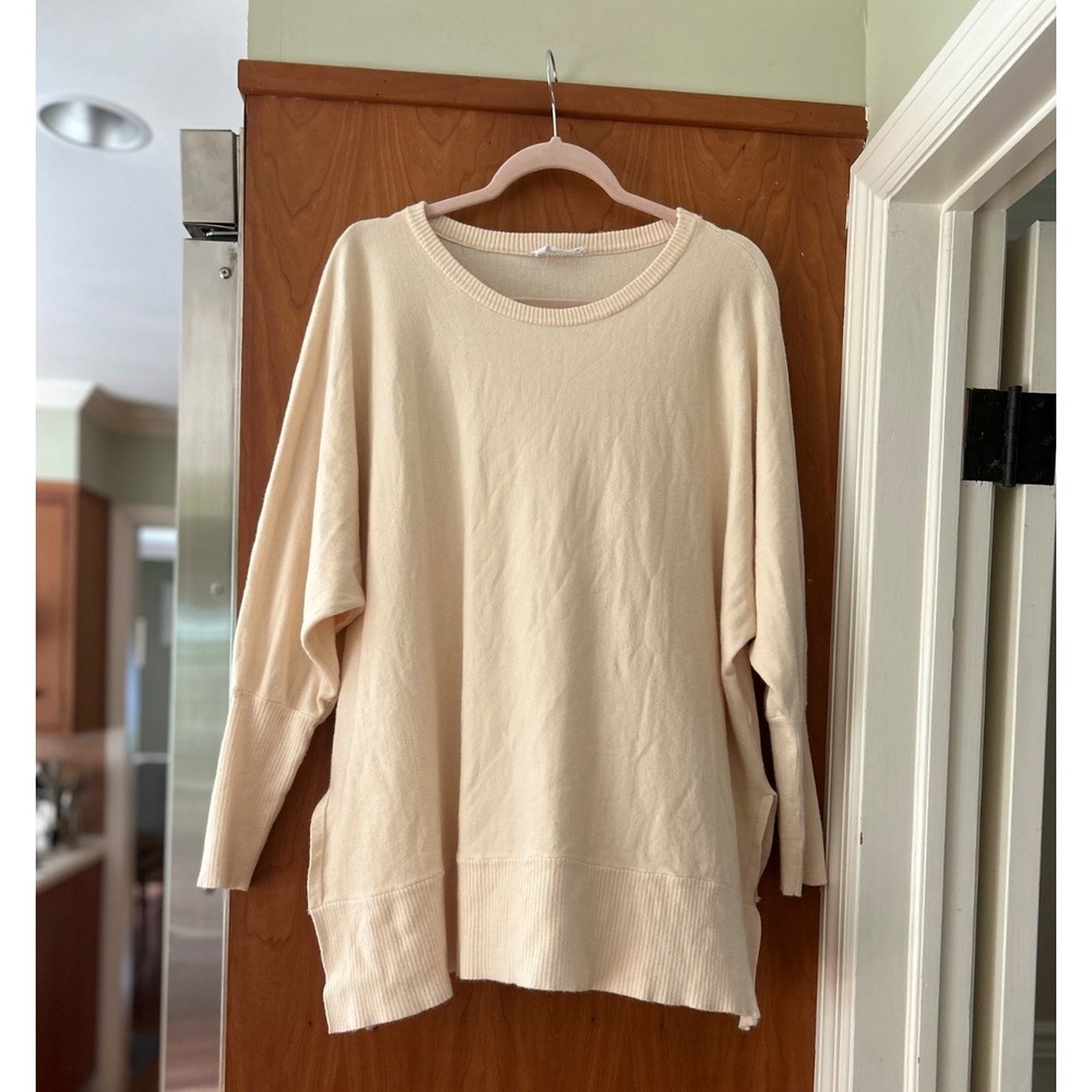 First Love by Lovelyn Women Ivory Pullover Oversized Sweater 1X